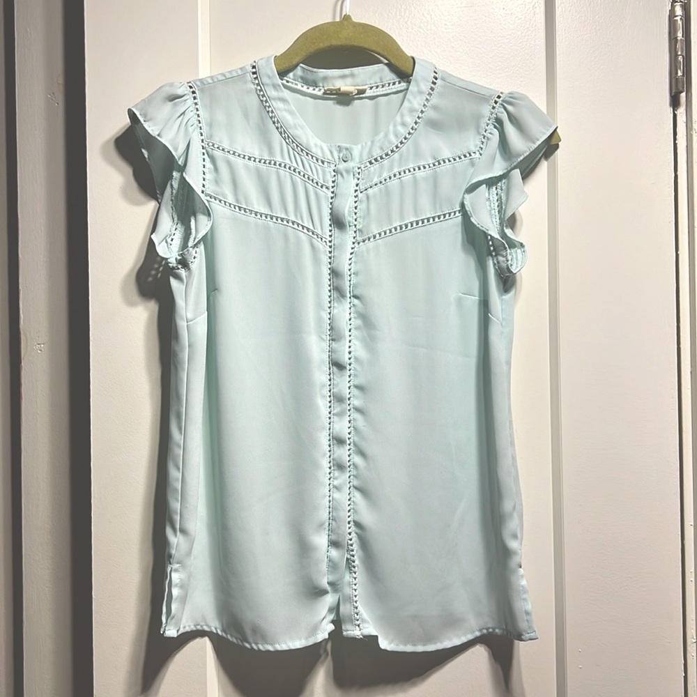 Maison Jules x Macy’s EUC delicate sheer flutter-sleeve top